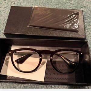 Prada Brown Tortoiseshell Round Eyeglasses